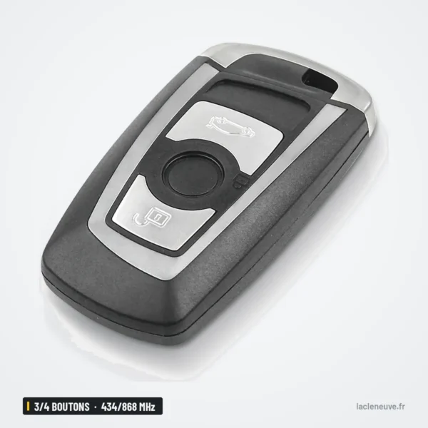 Clé télécommande 3/4 boutons pour BMW Série 1, 3, 5, 7, 315/434/868 MHz - vue de face, légèrement inclinée