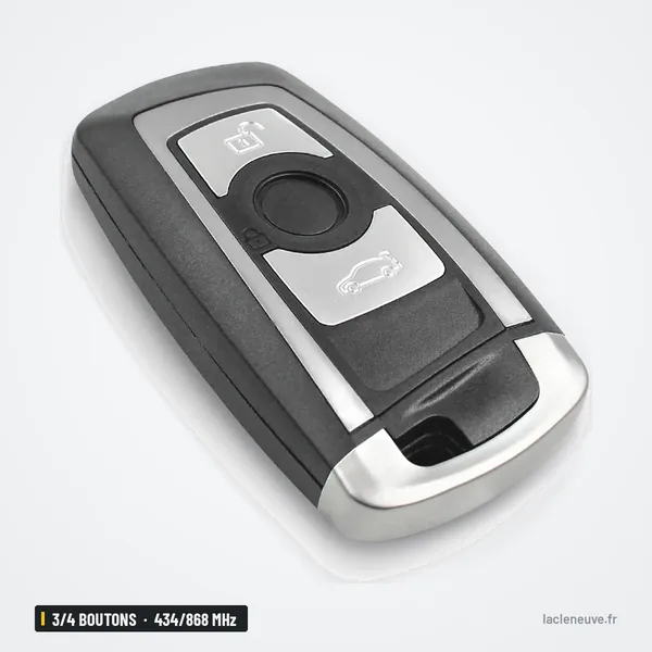 Clé télécommande 3/4 boutons pour BMW Série 1, 3, 5, 7, 315/434/868 MHz - vue de face rapprochée, boutons centrés