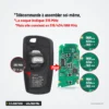 Clé télécommande 3/4 boutons pour BMW Série 1, 3, 5, 7, 315/434/868 MHz - comparaison avant et arrière avec piles zoomées
