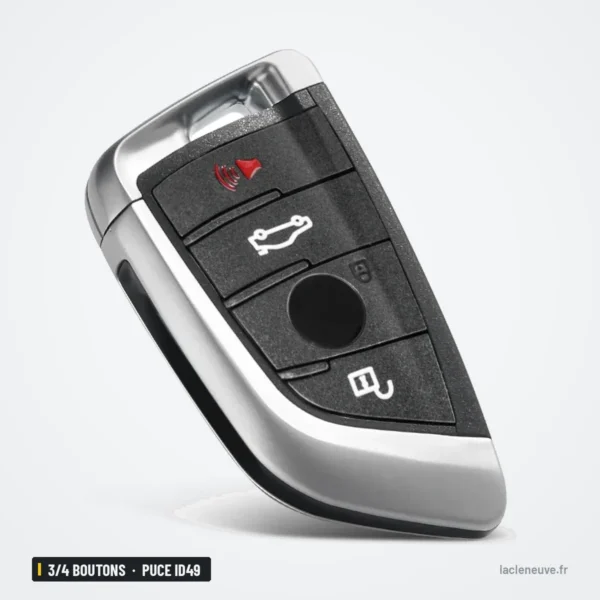 Clé télécommande 3/4 boutons pour BMW Série 1, 3, 5, 7, puce ID49 - vue de profil, lame dépliée