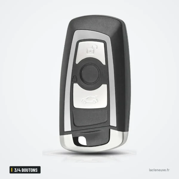Clé télécommande 3/4 boutons pour BMW Série 3, Série 5, X5, X6 - vue de face, bouton rond central