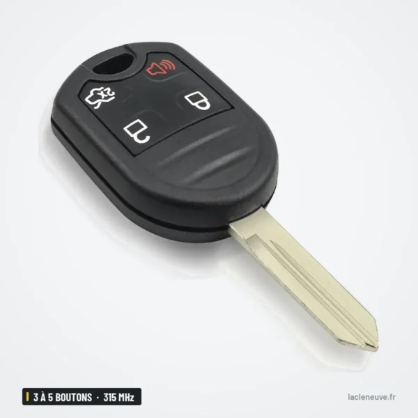Clé télécommande 3 à 5 boutons pour Ford Explorer, F-150, Expedition, 315 MHz - clé simple, trois boutons, lame visible