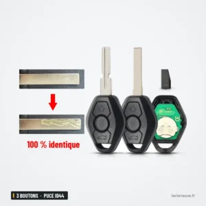 Clé télécommande 3 boutons pour BMW Série 3, 5, X5, Z3, puce ID44 EWS - comparaison de lames entre deux clés