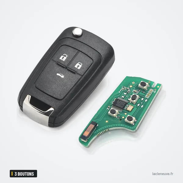 Clé télécommande 3 boutons pour Chevrolet Cruze, Lova, Aveo, Orlando, ID46 - coque pliante ouverte avec circuit imprimé