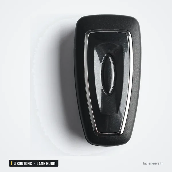 Clé télécommande 3 boutons pour Ford C-Max, S-Max, Focus, lame HU101 - vue de profil, sans lame apparente
