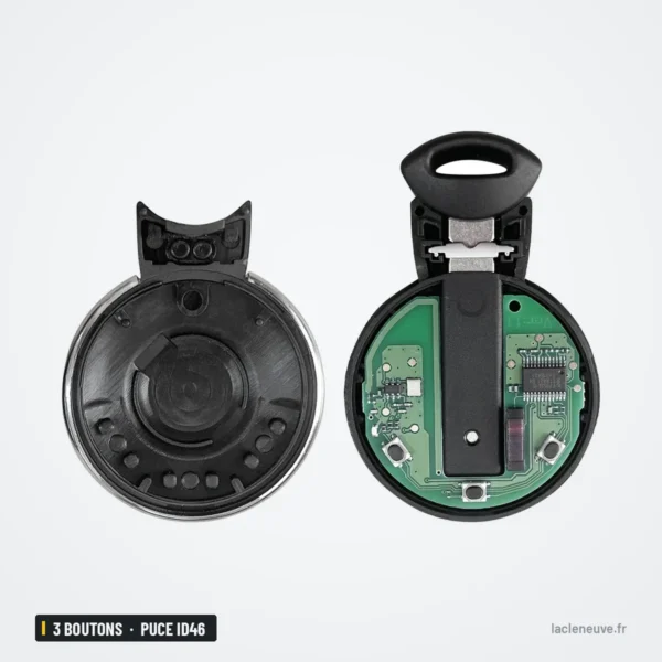 Clé télécommande 3 boutons pour Mini Cooper, Clubman, Countryman, puce ID46 - coque ouverte, intérieur et circuit