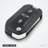Clé télécommande 3 boutons pour Peugeot 208, 308, 508, Citroën C3 - vue de face, trois boutons de commande visibles