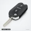 Clé télécommande 3 boutons pour Peugeot 208, 308, 508, Citroën C3, lame HU83 - vue de profil, lame dépliée