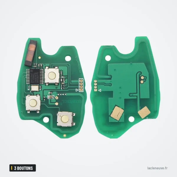 Clé télécommande 3 boutons pour Renault Trafic, Twingo, Dacia Duster, Logan - circuit imprimé recto verso