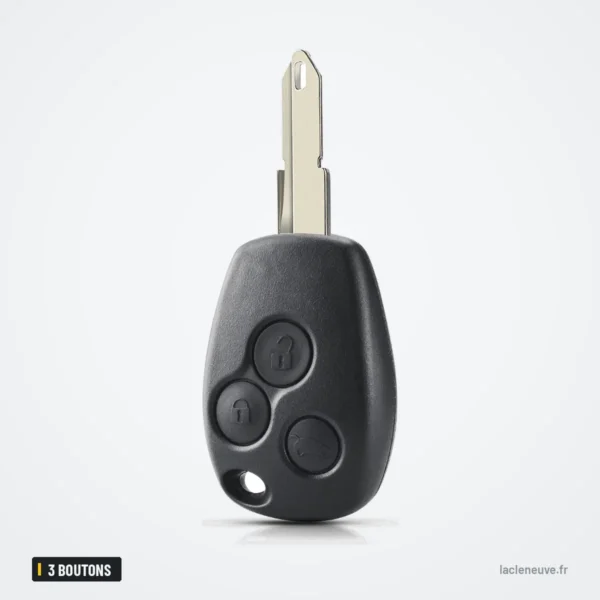 Clé télécommande 3 boutons pour Renault Trafic, Twingo, Dacia Duster, Logan - vue de profil avec lame visible