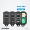 Clé télécommande 3 boutons pour Toyota Camry, Corolla, Sienna, 314 MHz - trois versions côte à côte