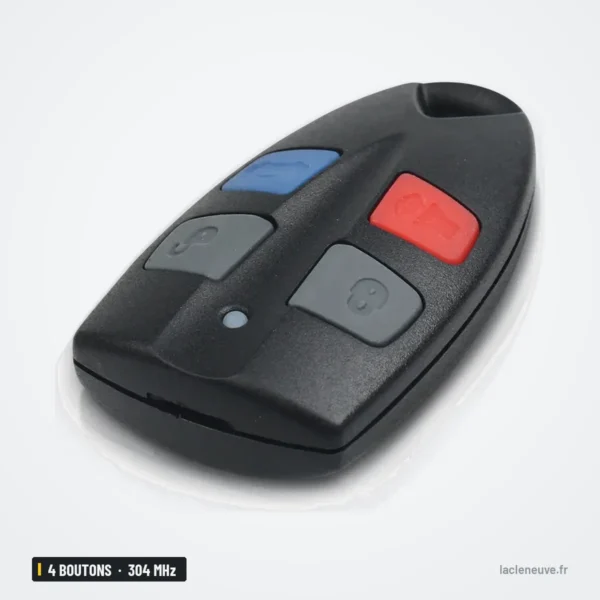 Clé télécommande 304 MHz 4 boutons pour Ford Falcon AU, Fairmont AU, XR6 - vue de face, boutons bleu et rouge