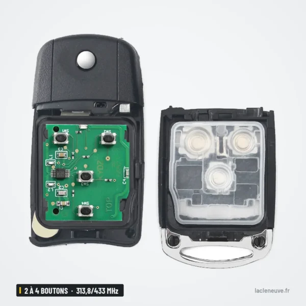 Clé télécommande 313,8/433 MHz 2 à 4 boutons pour Acura MDX, TL, TSX - boîtier ouvert, circuit et logement de pile