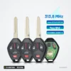 Clé télécommande 313,8 MHz 3/4 boutons pour Mitsubishi Galant, puce ID46 - trois clés avec lame et circuit visibles