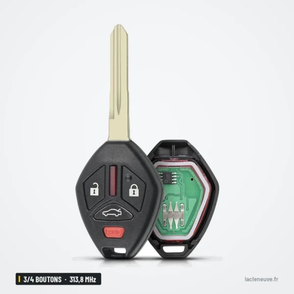 Clé télécommande 313,8 MHz 3/4 boutons pour Mitsubishi Galant, puce ID46 - dos ouvert, variante du circuit