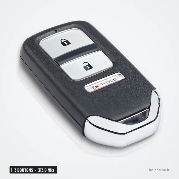 Clé télécommande 313,8 MHz 3 boutons pour Honda Fit, HR-V, CR-V, puce ID47 - vue de face, boutons visibles