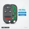 Clé télécommande 313,8 MHz 4 boutons pour Honda Accord, Acura TL - boîtier ouvert, circuit et bouton panic visibles