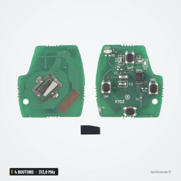 Clé télécommande 313,8 MHz 4 boutons pour Honda Accord, Pilot, puce ID46 - carte électronique recto verso
