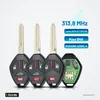 Clé télécommande 313,8 MHz pour Mitsubishi Lancer, Outlander, puce ID46 - trois clés à lame alignées, vue de face
