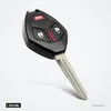 Clé télécommande 313,8 MHz pour Mitsubishi Lancer, Outlander, puce ID46 - vue de face avec lame, autre angle