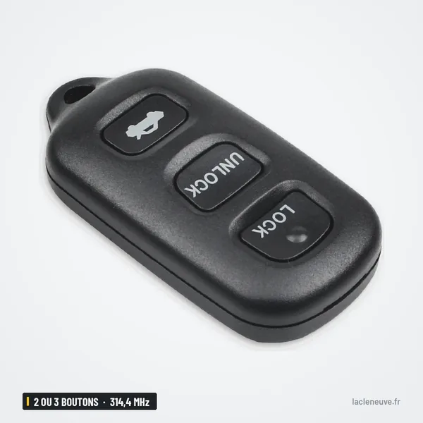 Clé télécommande 314,4 MHz 2 ou 3 boutons pour Toyota Camry, Corolla, Sienna - télécommande repliée, trois boutons
