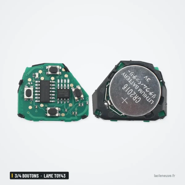 Clé télécommande 314,4 MHz 3/4 boutons pour Toyota Camry, RAV4, lame TOY43 - intérieur du circuit avec la pile