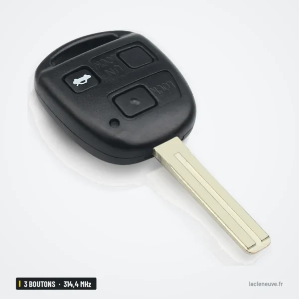 Clé télécommande 314,4 MHz 3 boutons pour Lexus RX330, ES330, LS430, puce ID67 - vue de face avec lame et deux boutons