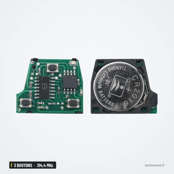 Clé télécommande 314,4 MHz 3 boutons pour Lexus RX330, ES330, LS430, puce ID67 - circuit imprimé à côté d'une pile ronde