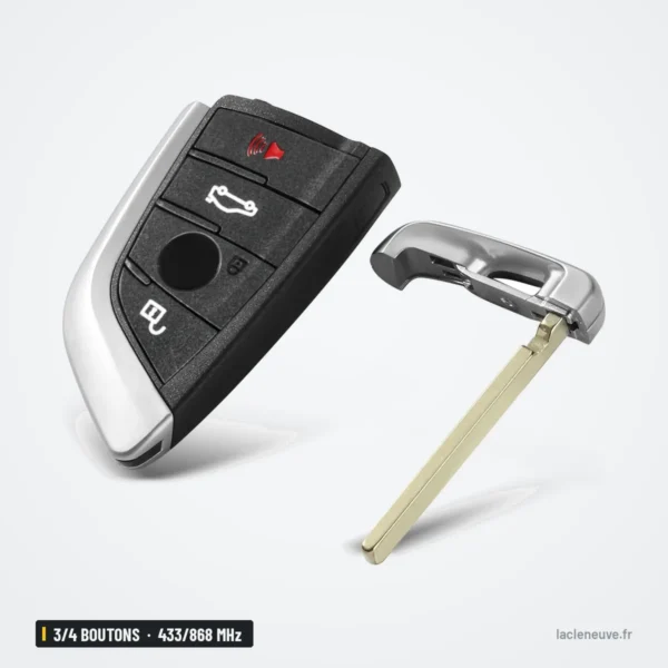 Clé télécommande 315/433/868 MHz 3/4 boutons pour BMW Série 1, 3, 5, puce ID49 - coque et lame séparées