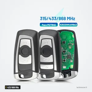 Clé télécommande 315/433/868 MHz pour BMW Série 1, 3, 5, X5 - deux télécommandes, une ouverte avec circuit