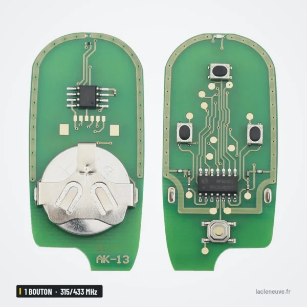 Clé télécommande 315/433 MHz 2+1/3+1 boutons pour Honda Civic, Accord, Pilot - deux circuits imprimés côte à côte avec pile