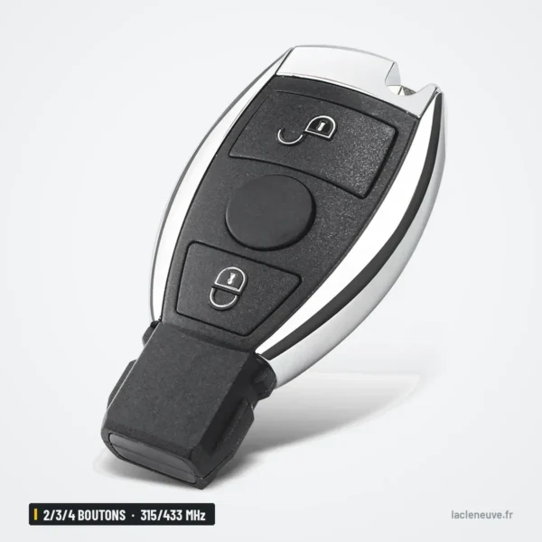 Clé télécommande 315/433 MHz 2/3/4 boutons pour Mercedes-Benz Classe A, C, E, S - vue de face, deux boutons
