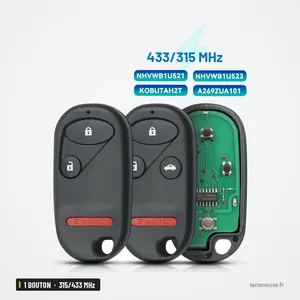 Clé télécommande 315/433 MHz 3+1 boutons pour Honda Civic, Accord, Pilot - deux exemplaires, face avant et circuit arrière Clé télécommande 315/433 MHz 3+1 boutons pour Honda Civic, Accord, Pilot - deux exemplaires, face avant et circuit arrière