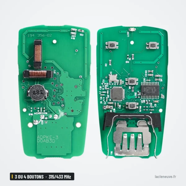 Clé télécommande 315/433 MHz 3 ou 4 boutons pour Audi A4, A5, Q5, Q7 - deux circuits imprimés face et dos