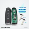 Clé télécommande 315/433 MHz 4-5 boutons pour Ford Explorer, Edge, Taurus - intérieur avec circuit et deux lames différentes