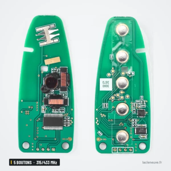 Clé télécommande 315/433 MHz 4-5 boutons pour Ford Explorer, Edge, Taurus - deux circuits imprimés verts côte à côte