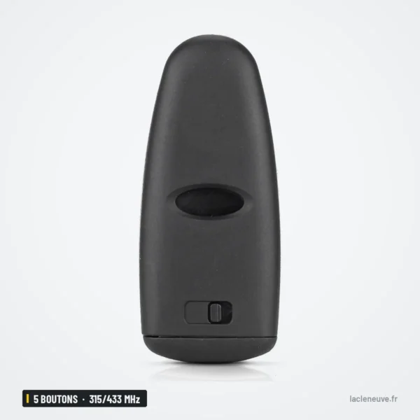 Clé télécommande 315/433 MHz 4-5 boutons pour Ford Explorer, Edge, Taurus - coque noire vue de profil, sans lame