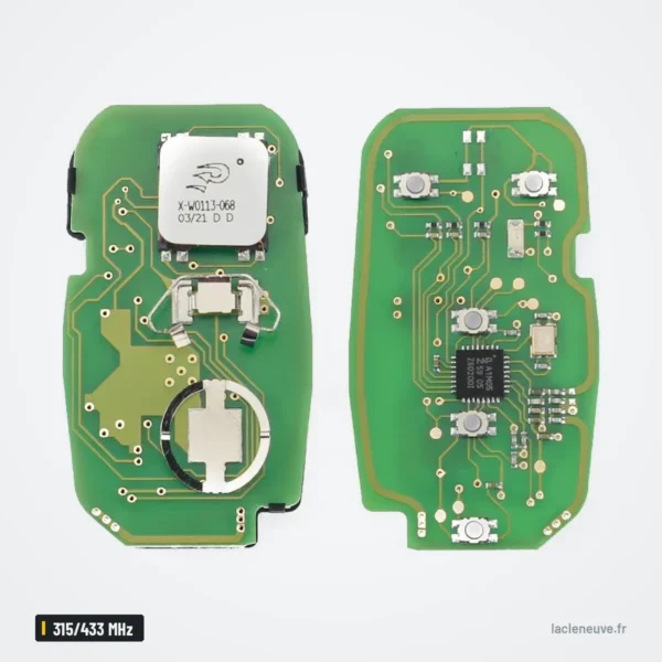 Clé télécommande 315/433 MHz pour Chevrolet Equinox, Spark, Cruze - deux circuits imprimés, vue rapprochée des composants