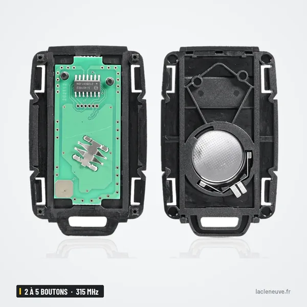 Clé télécommande 315 MHz 2 à 5 boutons pour Chevrolet Silverado, GMC Sierra - coque ouverte avec circuit et pile
