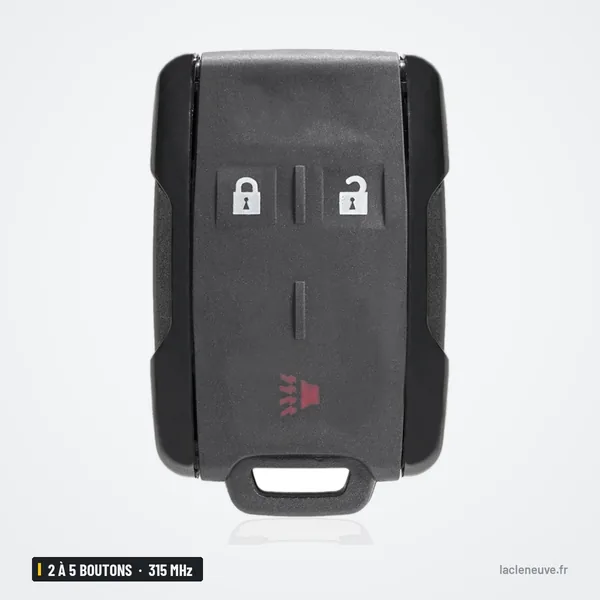 Clé télécommande 315 MHz 2 à 5 boutons pour Chevrolet Silverado, GMC Sierra - vue de face avec boutons de verrouillage