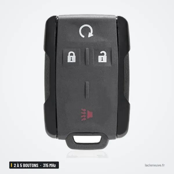 Clé télécommande 315 MHz 2 à 5 boutons pour Chevrolet Silverado, GMC Sierra - vue de face avec bouton de démarrage à distance