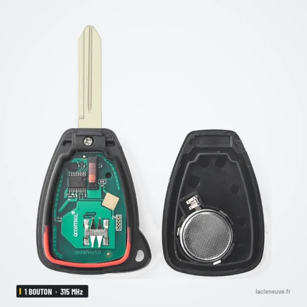 Clé télécommande 315 MHz 3+1 boutons pour Jeep Compass, Cherokee, puce ID46 - lame et coque présentées séparément