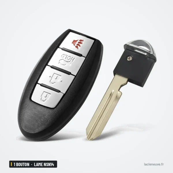 Clé télécommande 315 MHz 3+1 boutons pour Nissan Sentra, Versa, lame NSN14 - clé avec lame détachée posée à côté