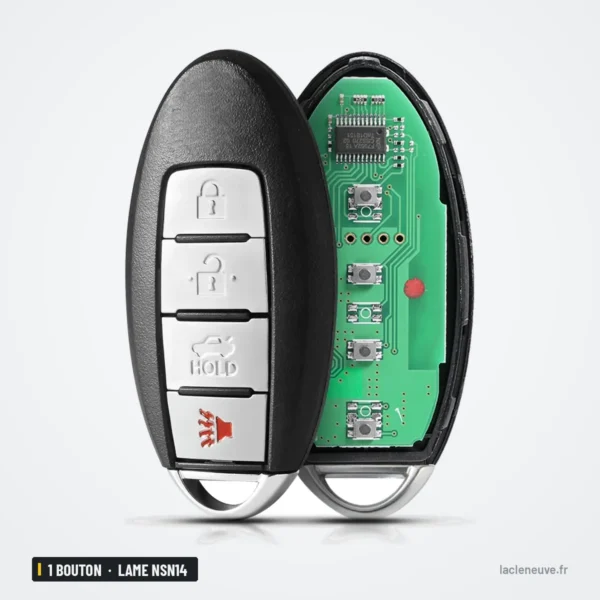 Clé télécommande 315 MHz 3+1 boutons pour Nissan Sentra, Versa, lame NSN14 - intérieur avec circuit imprimé, vue assemblée
