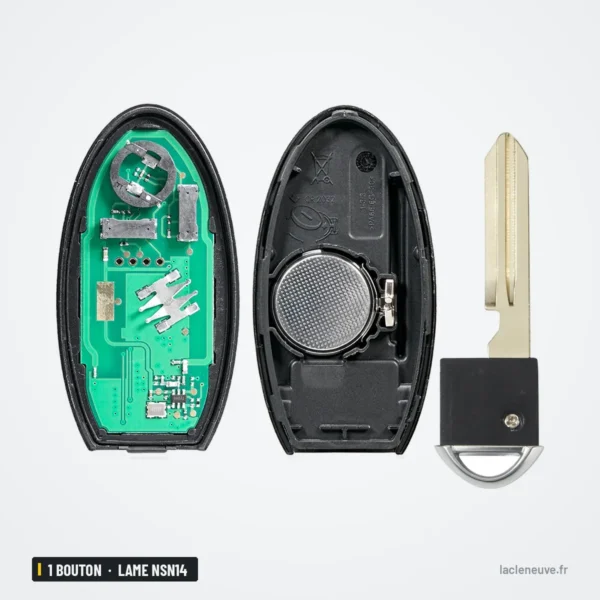 Clé télécommande 315 MHz 3+1 boutons pour Nissan Sentra, Versa, lame NSN14 - circuit, pile ronde et lame séparés