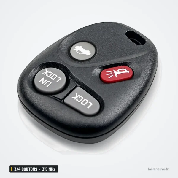 Clé télécommande 315 MHz 3/4 boutons pour Chevrolet Suburban, Tahoe, GMC Yukon - vue de face, bouton alarme rouge