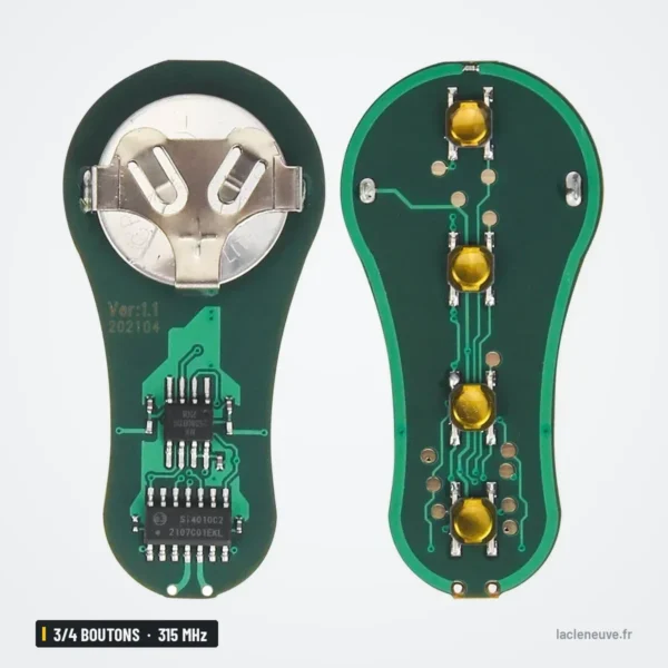 Clé télécommande 315 MHz 3/4 boutons pour Chrysler 300M, Concorde, Dodge Caravan - circuit recto-verso avec piles