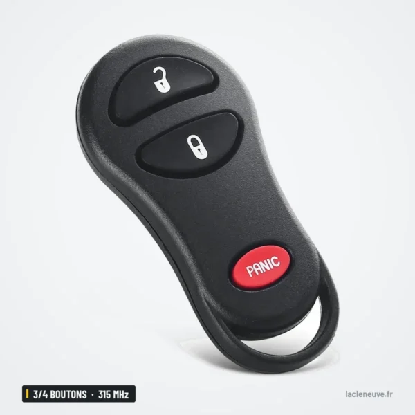 Clé télécommande 315 MHz 3/4 boutons pour Chrysler 300M, Concorde, Dodge Caravan - vue de face, deux boutons