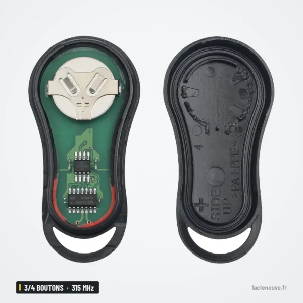 Clé télécommande 315 MHz 3/4 boutons pour Jeep Grand Cherokee, FCC GQ43VT17T - circuit imprimé rond, face et dos