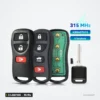 Clé télécommande 315 MHz 3/4 boutons pour Nissan Pathfinder, Murano - trois versions de la télécommande avec clé plate